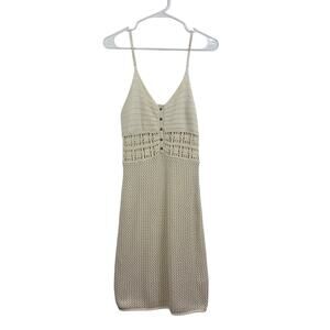 Aerie New Cream Crochet Cover Up Dress Small Open Knit Beach Bohemian Cottage